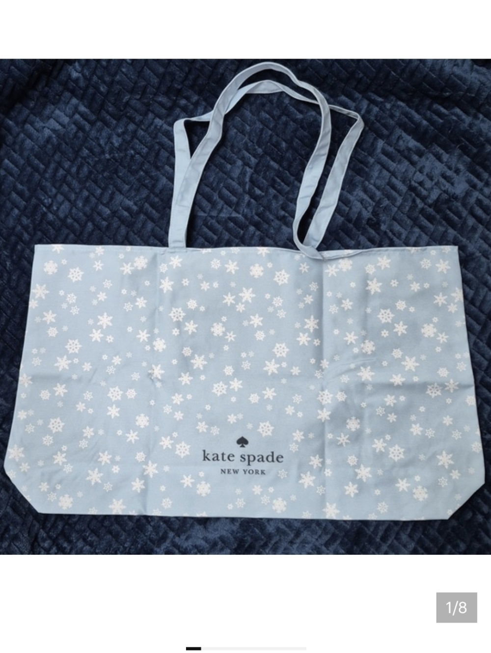 Kate Spade Large Light Blue Tote With Snowflakes, Brand New!